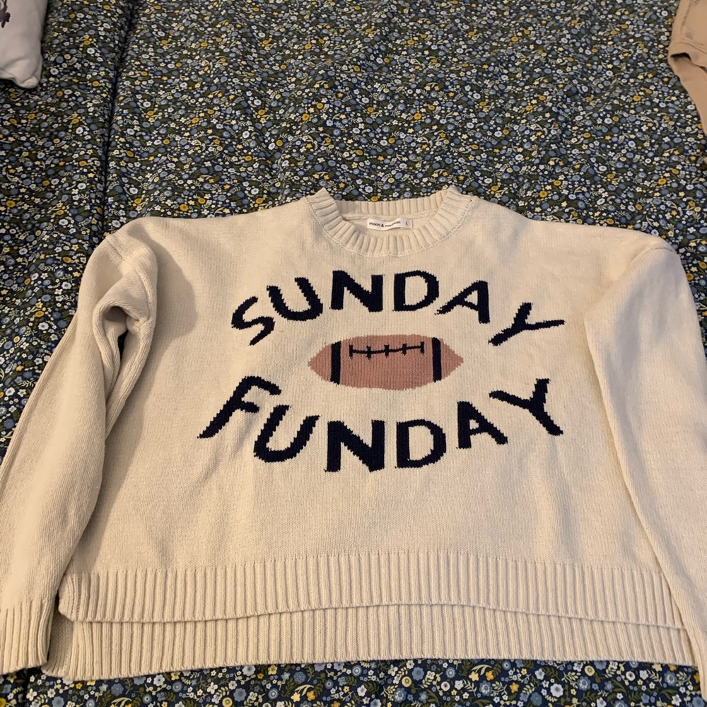 moon & madison Cream Sunday Funday Sweater